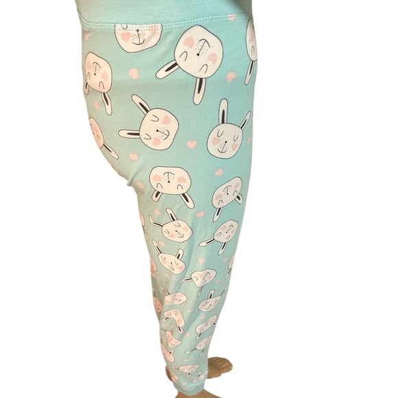 Mint Green Pajama Pants with Bunny Print - Picture 4 of 6